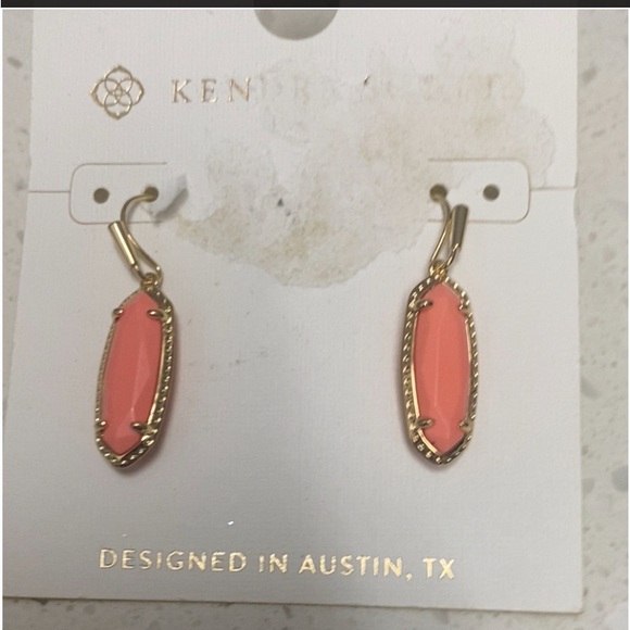 Kendra Scott Eva Magnesite 14K Gold Over Brass Drop Earrings Coral Magnesite - Picture 3 of 5
